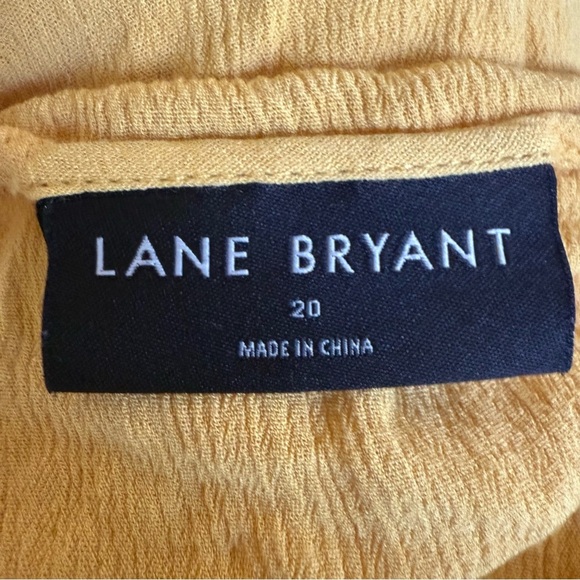 Lane Bryant Womens Tie Front Blouse Lace Detail Yellow Faux Button Up Size 20 - Picture 10 of 13